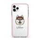 Alaskan Klee Kai Personalised Apple iPhone 11 Pro in Silver with Pink Impact Case