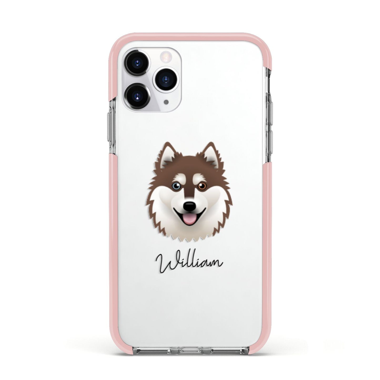 Alaskan Klee Kai Personalised Apple iPhone 11 Pro in Silver with Pink Impact Case