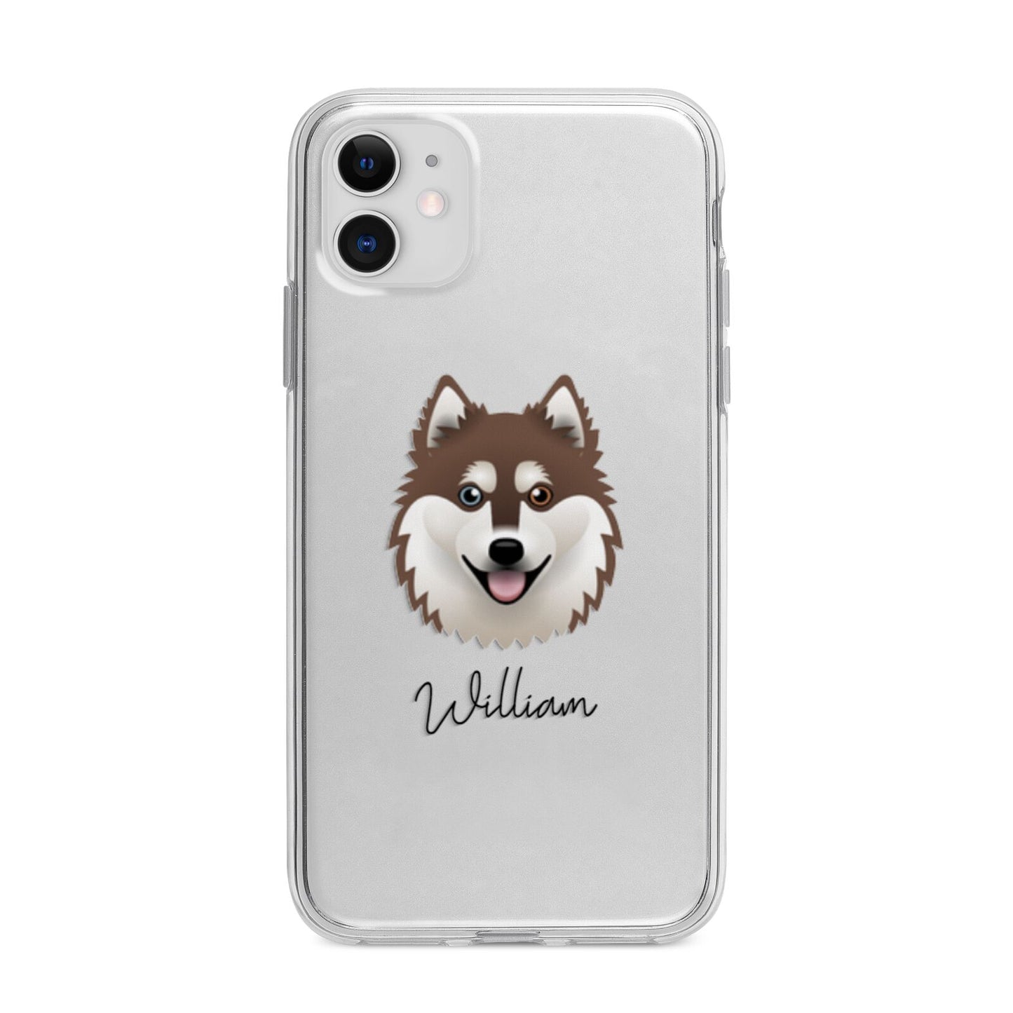 Alaskan Klee Kai Personalised Apple iPhone 11 in White with Bumper Case
