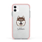 Alaskan Klee Kai Personalised Apple iPhone 11 in White with Pink Impact Case