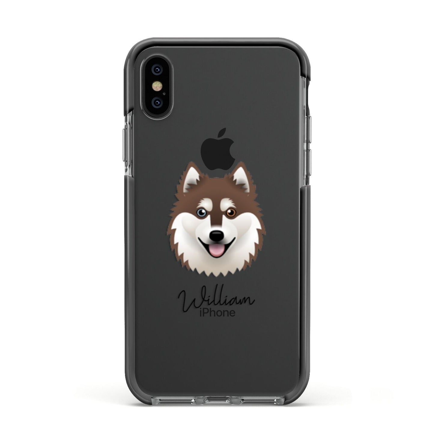 Alaskan Klee Kai Personalised Apple iPhone Xs Impact Case Black Edge on Black Phone