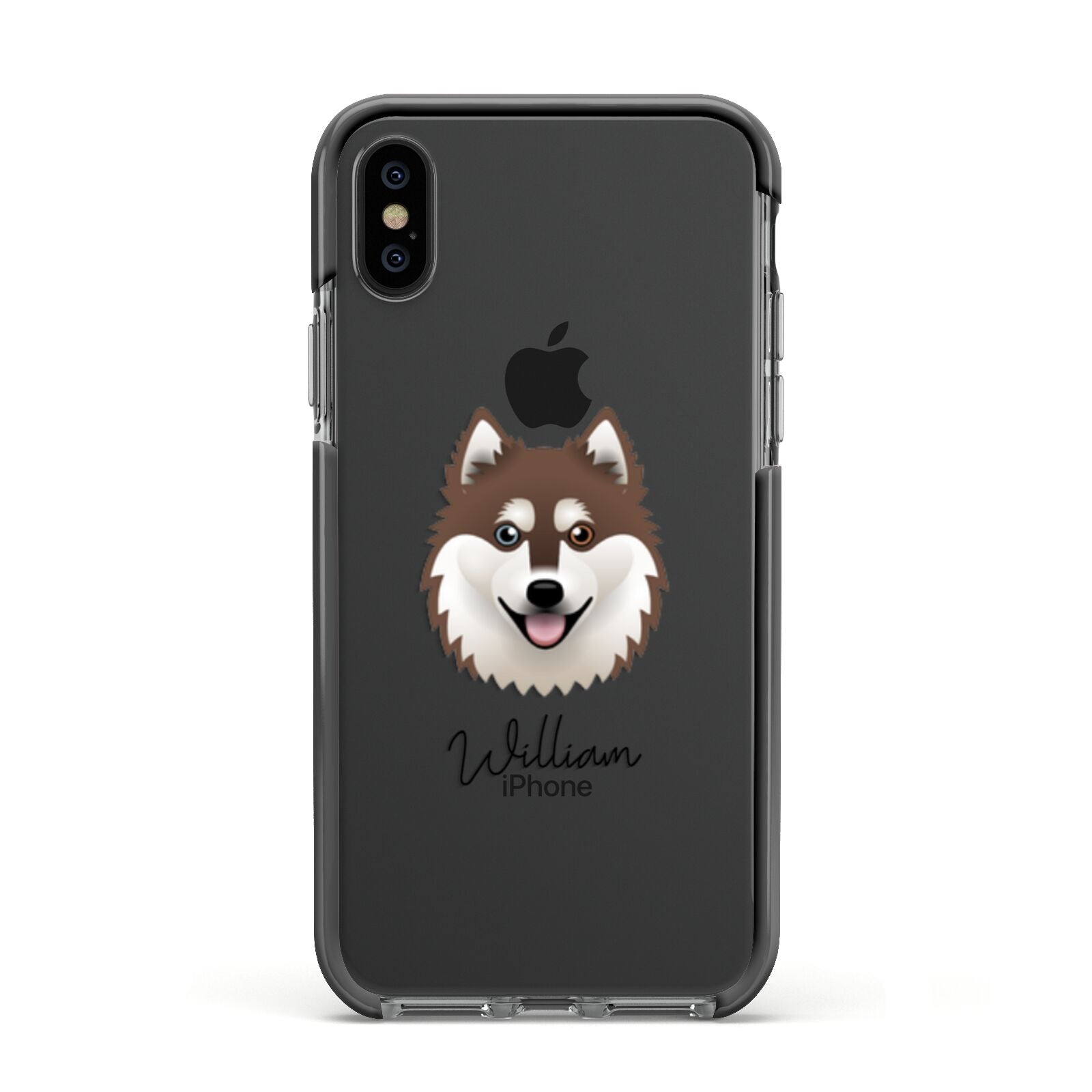 Alaskan Klee Kai Personalised Apple iPhone Xs Impact Case Black Edge on Black Phone