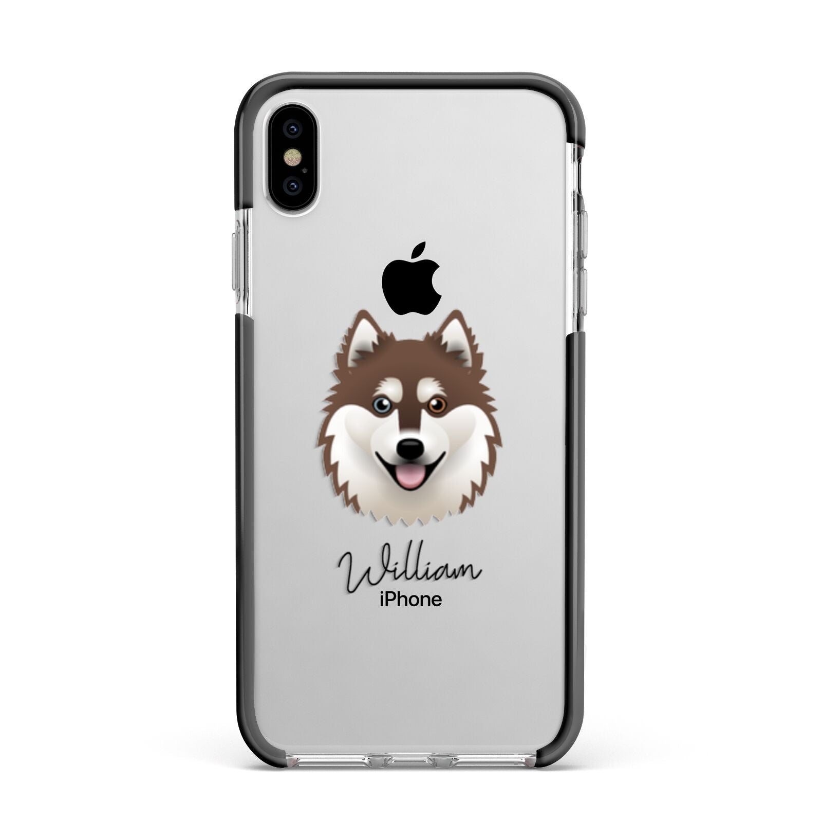 Alaskan Klee Kai Personalised Apple iPhone Xs Max Impact Case Black Edge on Silver Phone