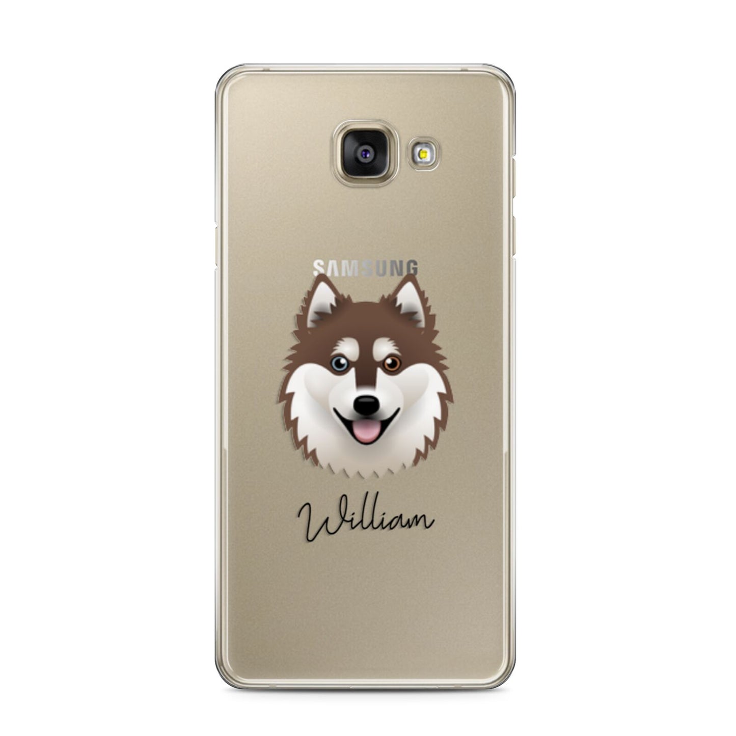 Alaskan Klee Kai Personalised Samsung Galaxy A3 2016 Case on gold phone