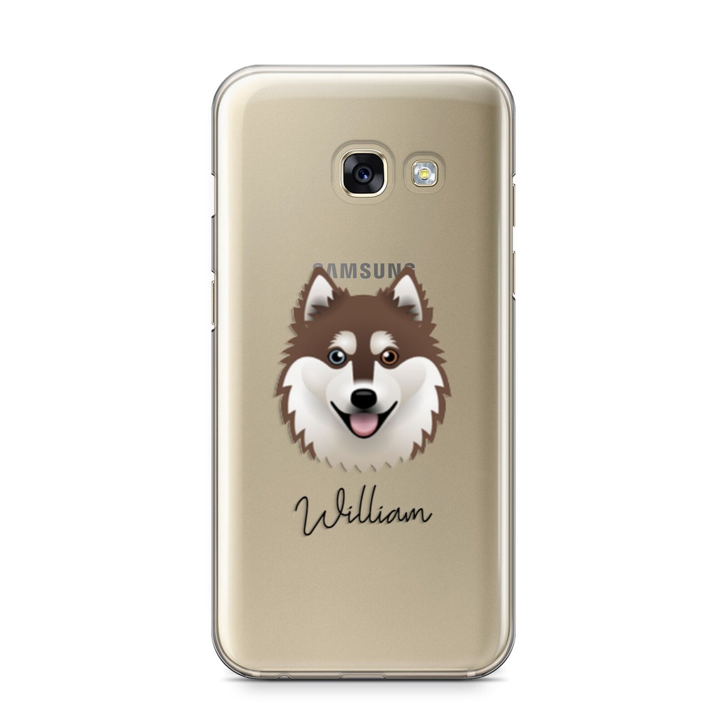 Alaskan Klee Kai Personalised Samsung Galaxy A3 2017 Case on gold phone