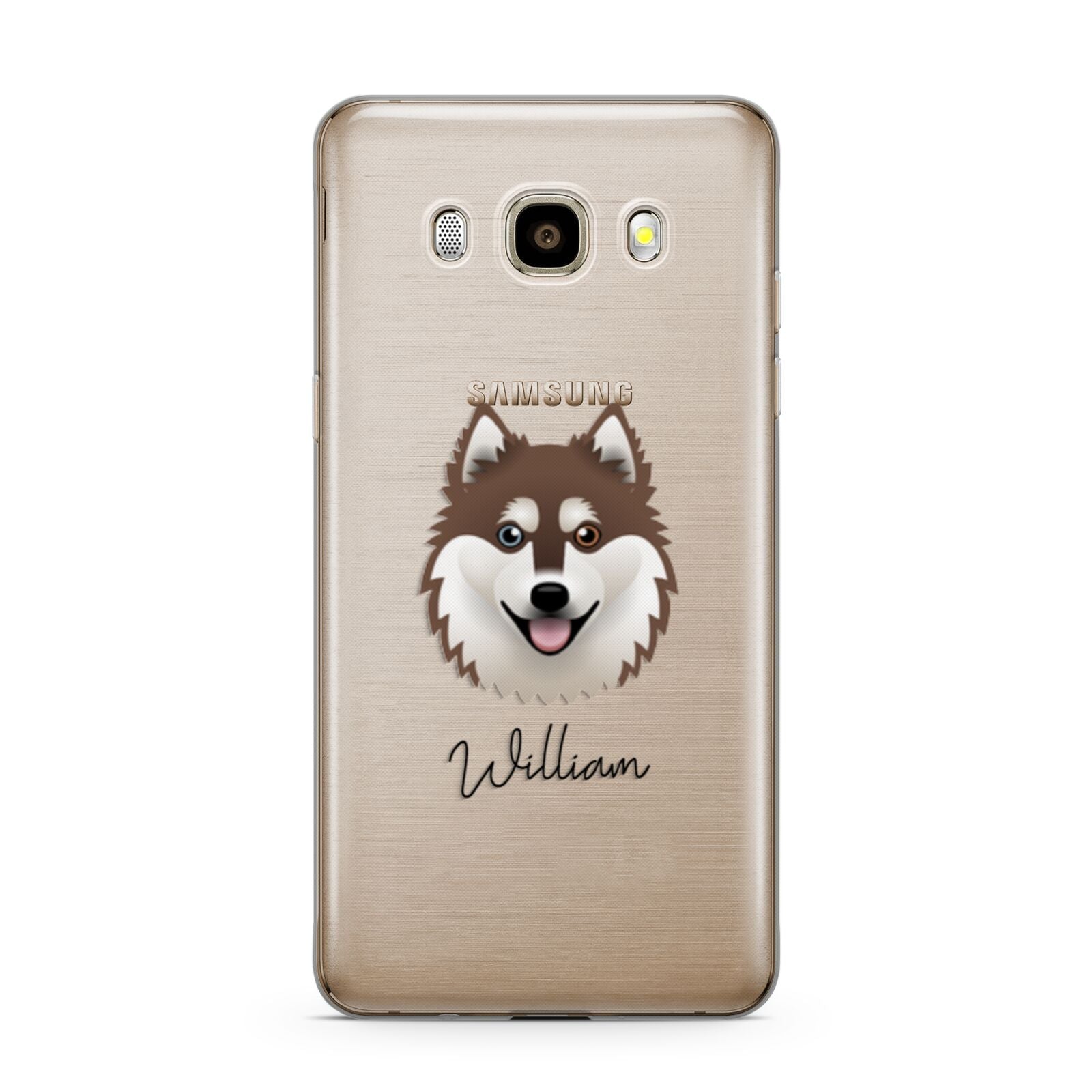 Alaskan Klee Kai Personalised Samsung Galaxy J7 2016 Case on gold phone