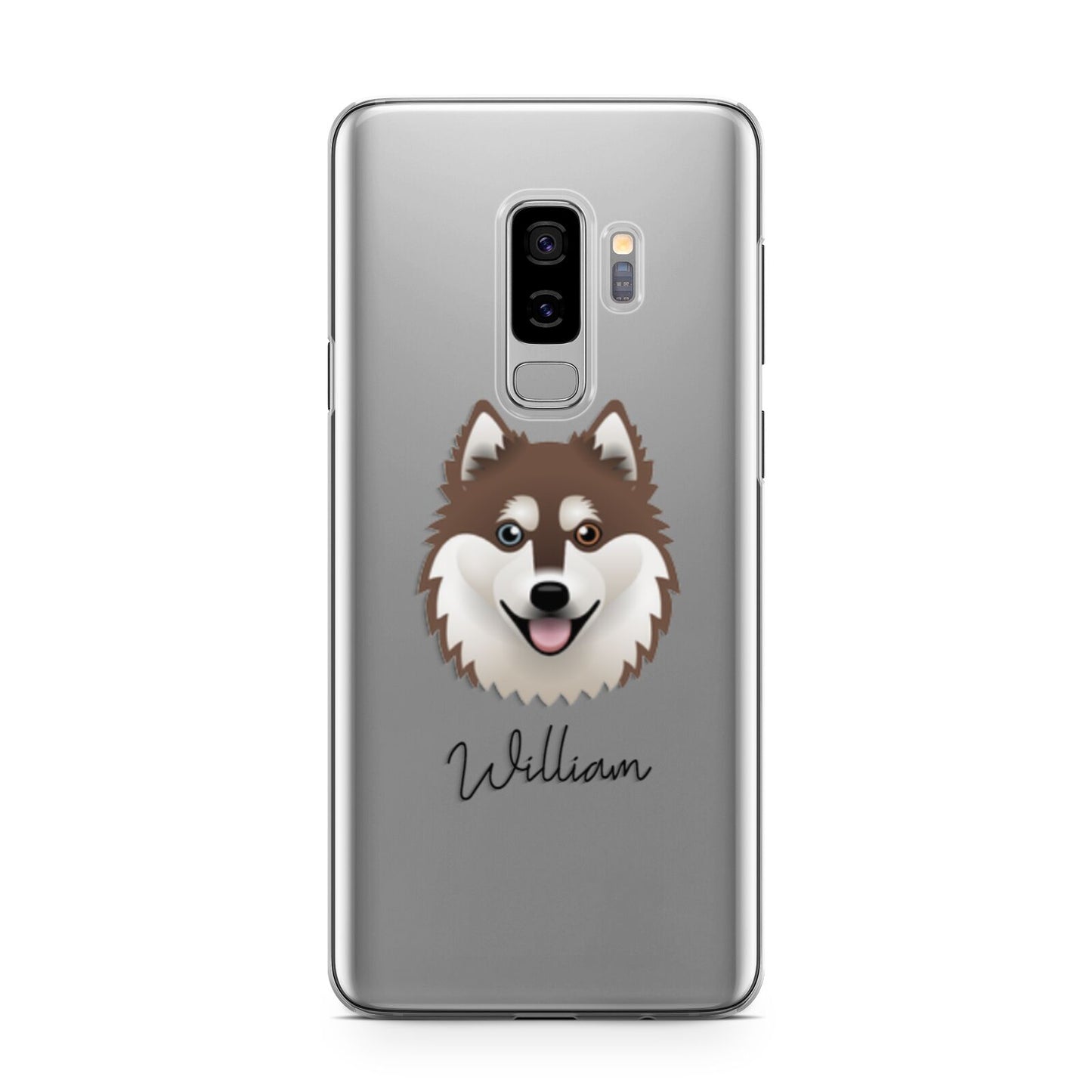 Alaskan Klee Kai Personalised Samsung Galaxy S9 Plus Case on Silver phone