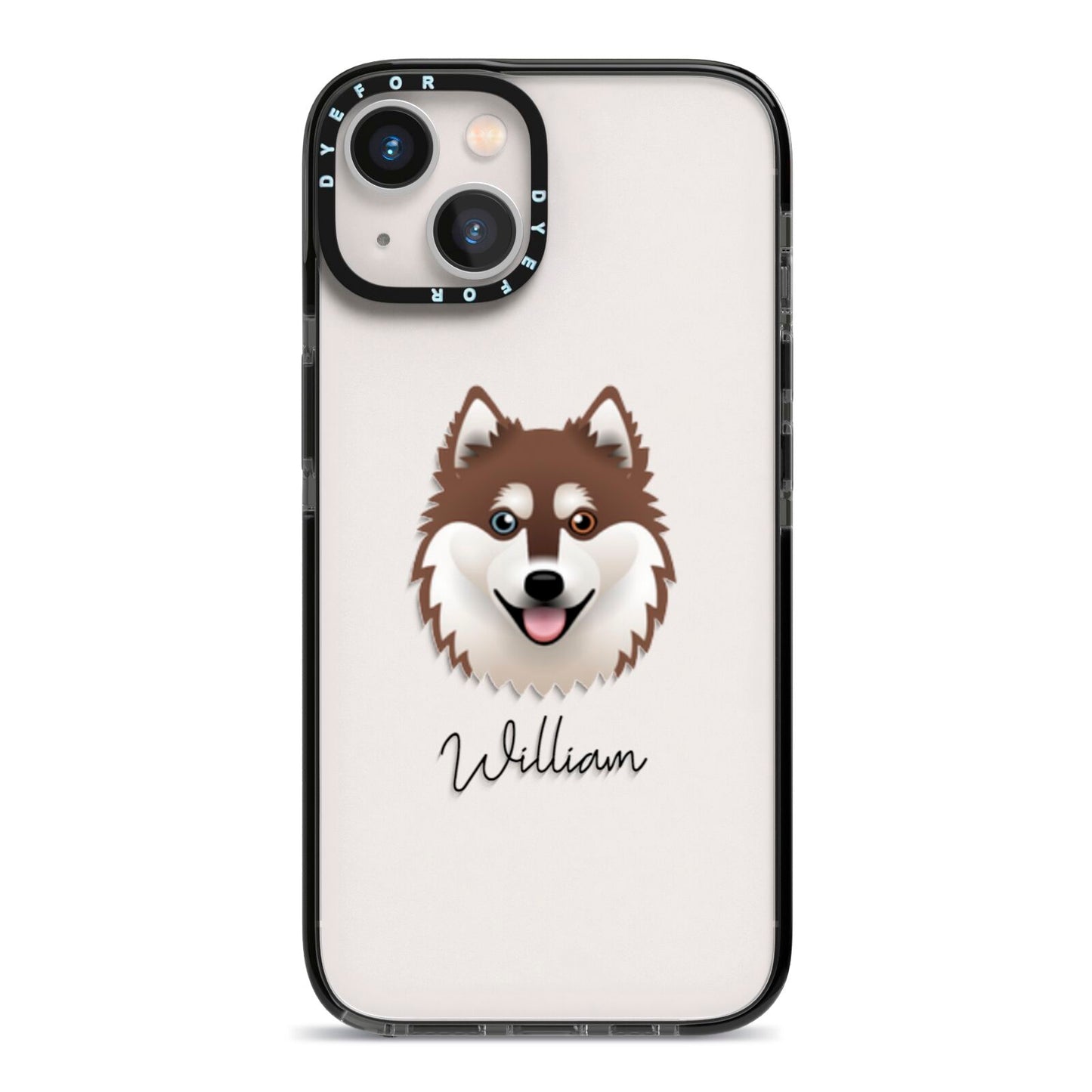 Alaskan Klee Kai Personalised iPhone 13 Black Impact Case on Silver phone