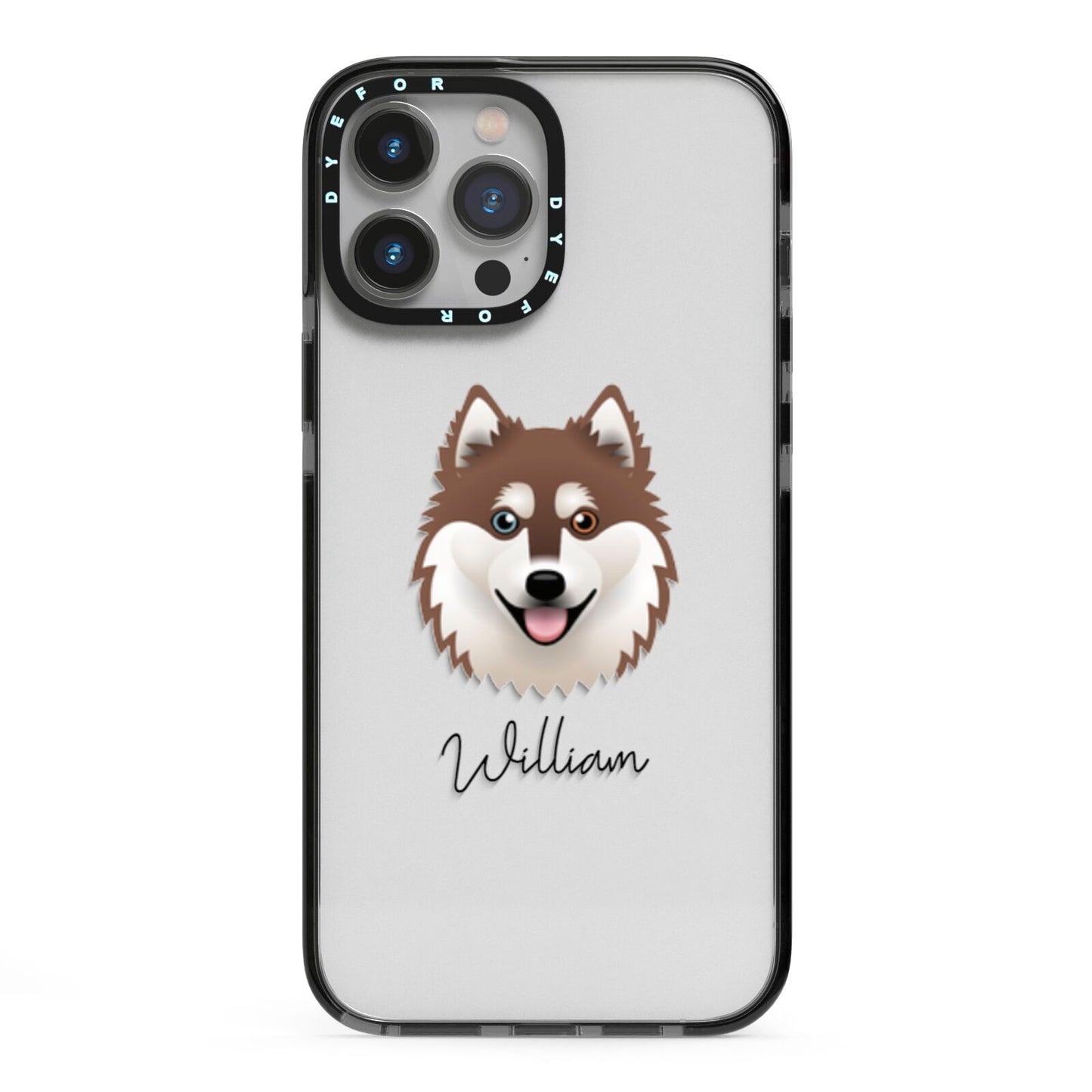 Alaskan Klee Kai Personalised iPhone 13 Pro Max Black Impact Case on Silver phone