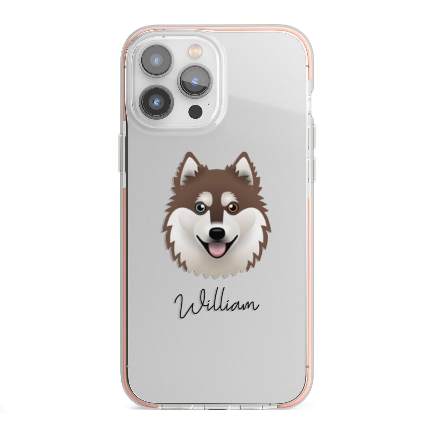 Alaskan Klee Kai Personalised iPhone 13 Pro Max TPU Impact Case with Pink Edges