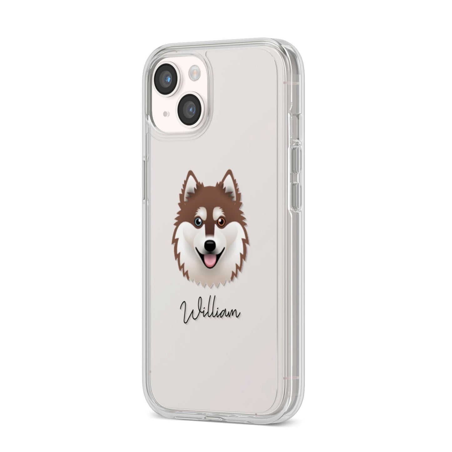 Alaskan Klee Kai Personalised iPhone 14 Clear Tough Case Starlight Angled Image