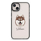 Alaskan Klee Kai Personalised iPhone 14 Plus Black Impact Case on Silver phone