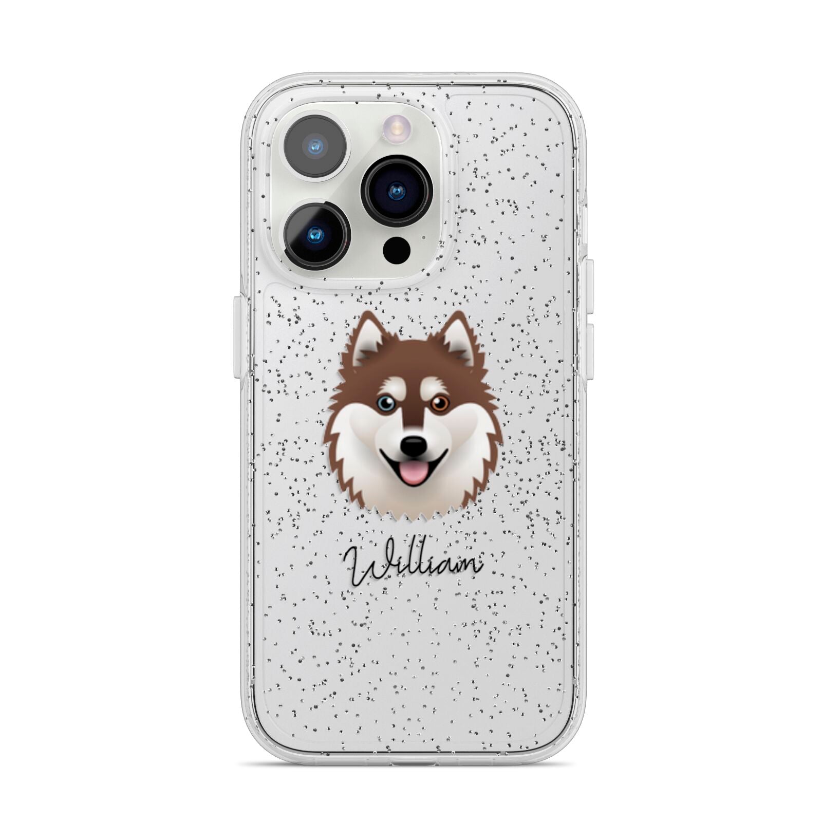 Alaskan Klee Kai Personalised iPhone 14 Pro Glitter Tough Case Silver