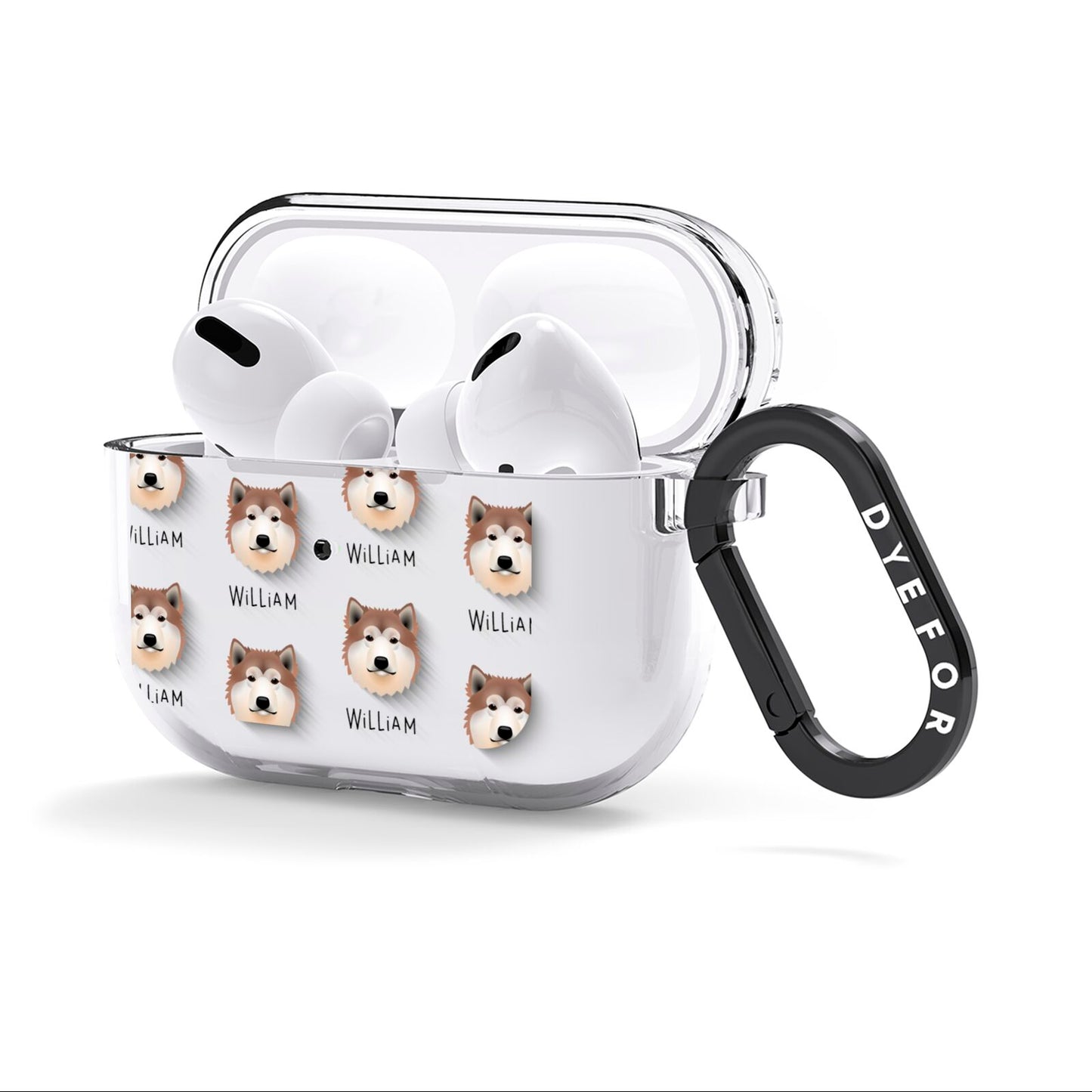 Alaskan Malamute Icon with Name AirPods Clear Case 3rd Gen Side Image