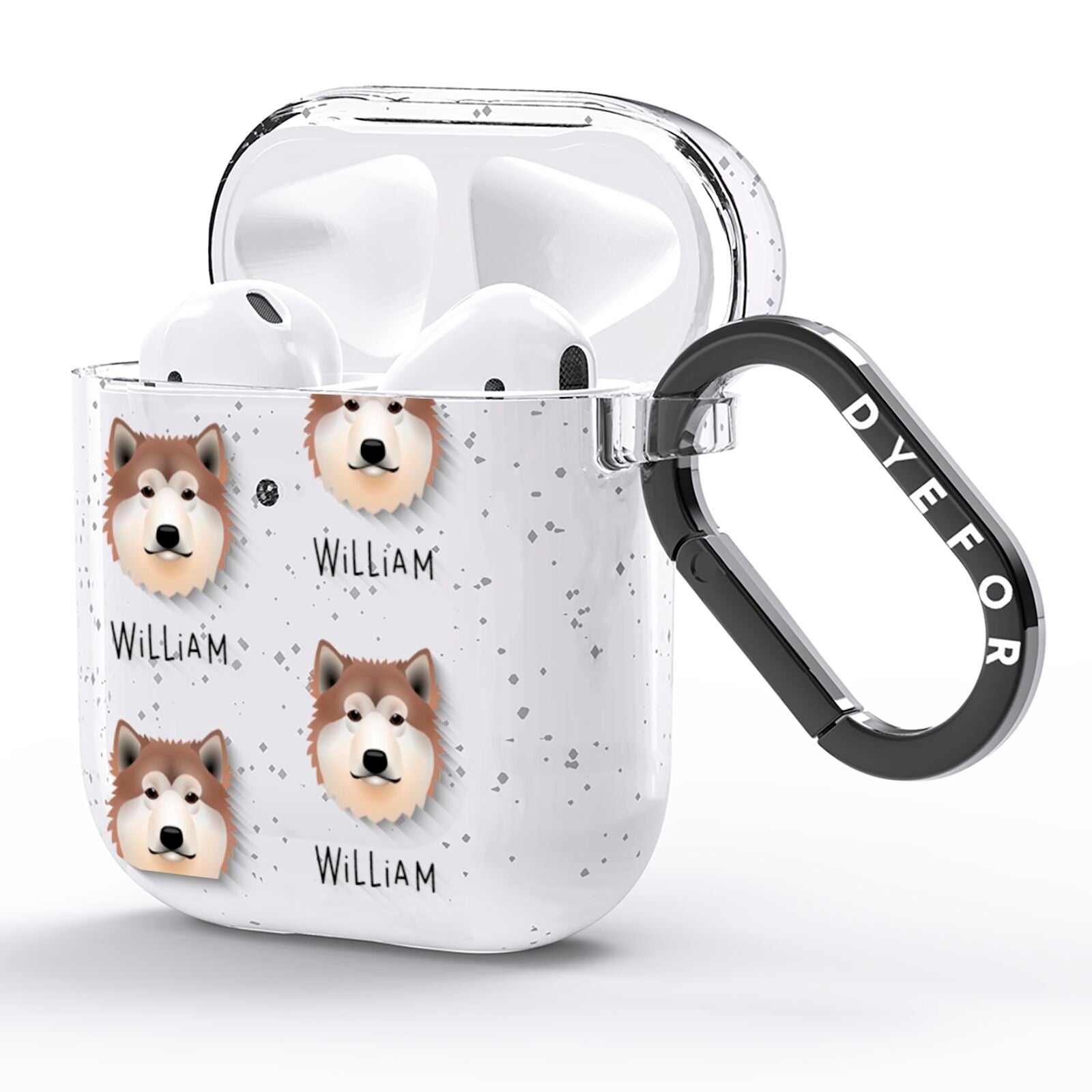 Alaskan Malamute Icon with Name AirPods Glitter Case Side Image