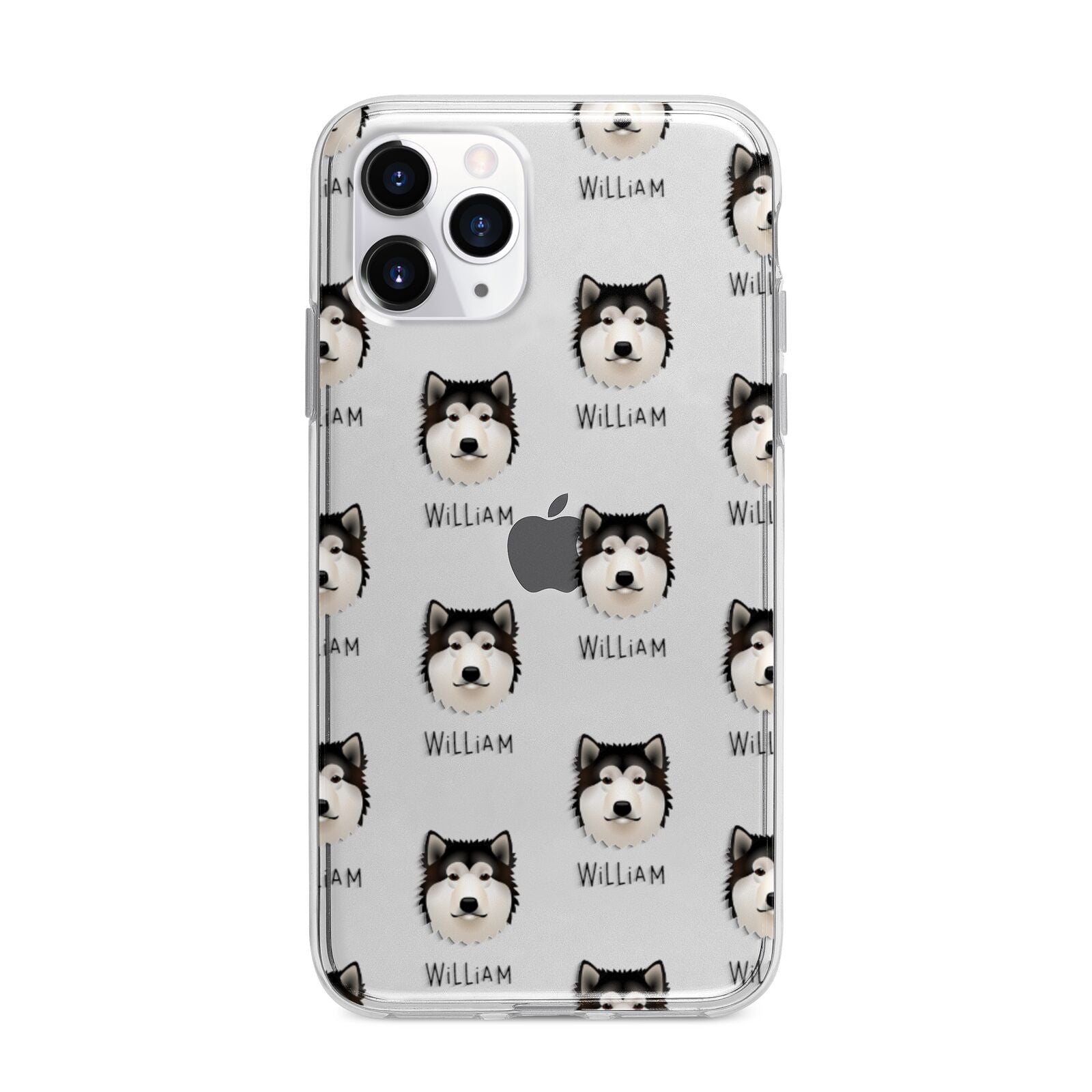Alaskan Malamute Icon with Name Apple iPhone 11 Pro Max in Silver with Bumper Case