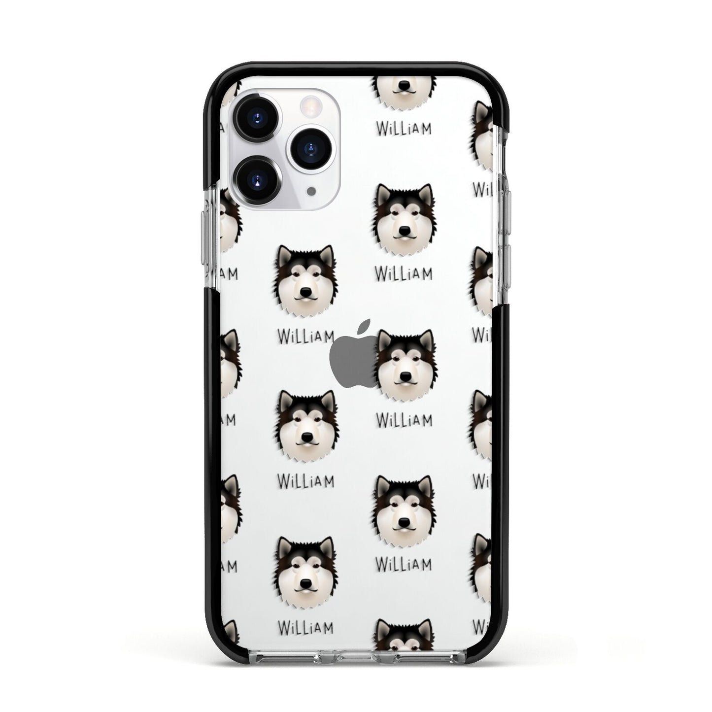 Alaskan Malamute Icon with Name Apple iPhone 11 Pro in Silver with Black Impact Case