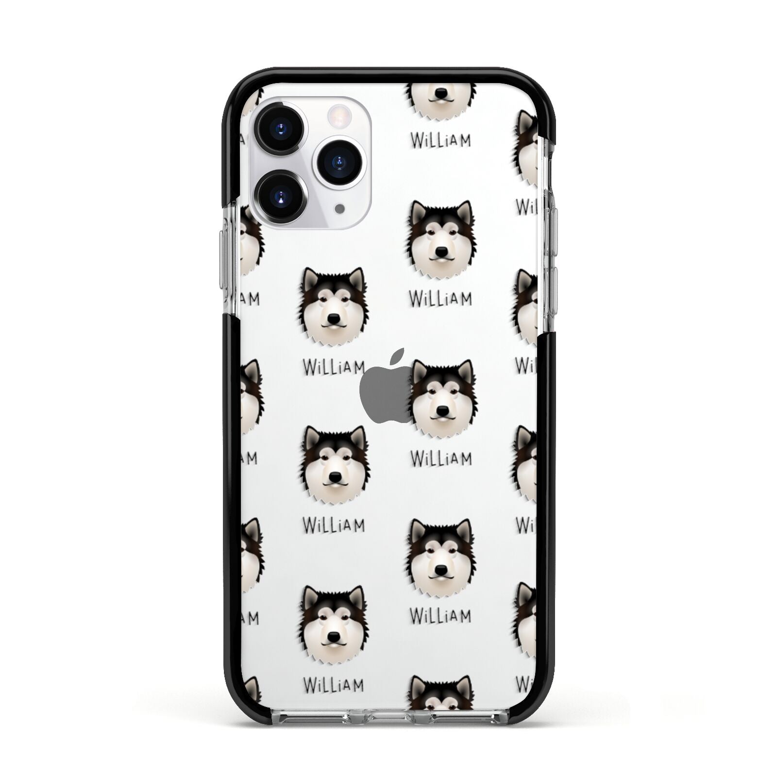 Alaskan Malamute Icon with Name Apple iPhone 11 Pro in Silver with Black Impact Case
