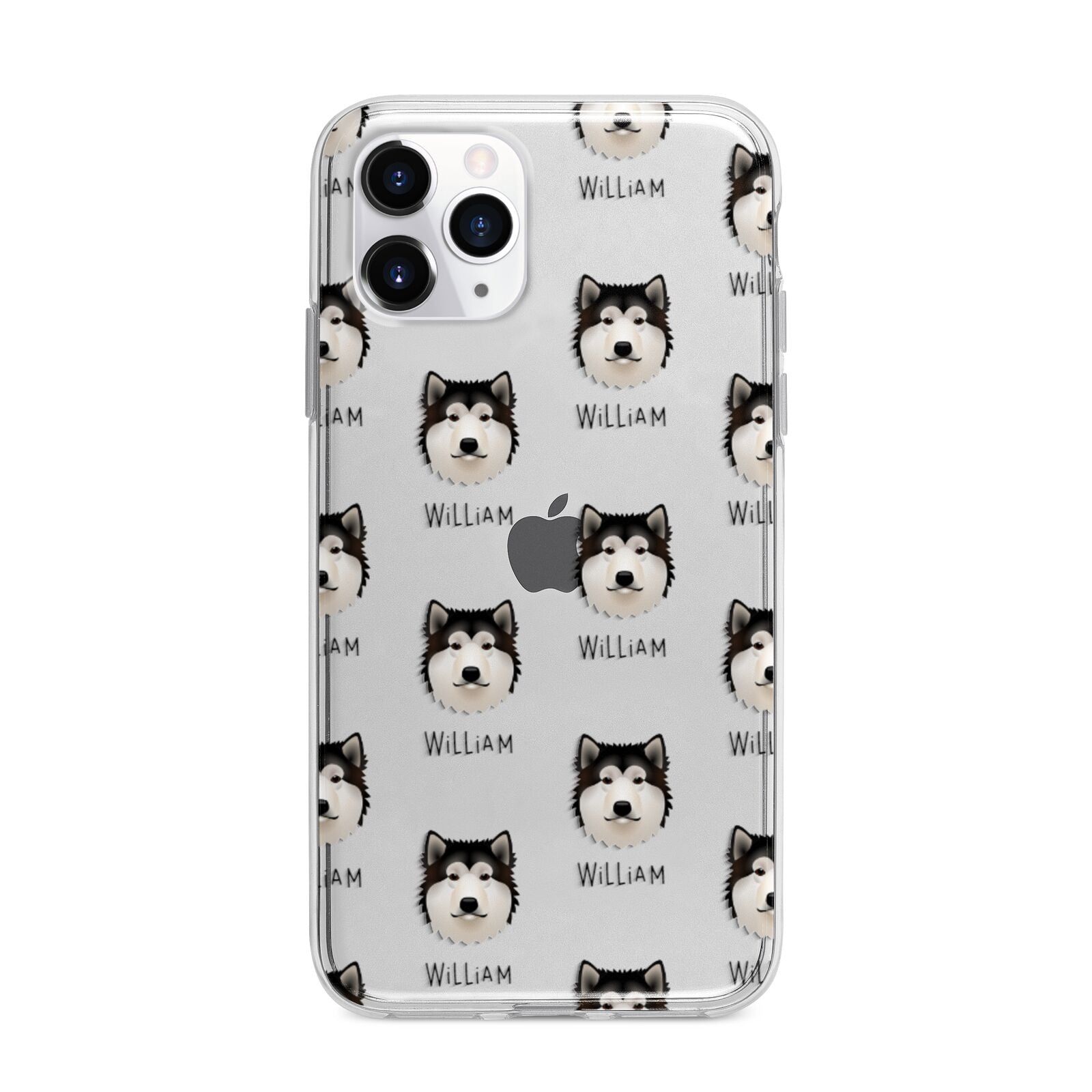 Alaskan Malamute Icon with Name Apple iPhone 11 Pro in Silver with Bumper Case