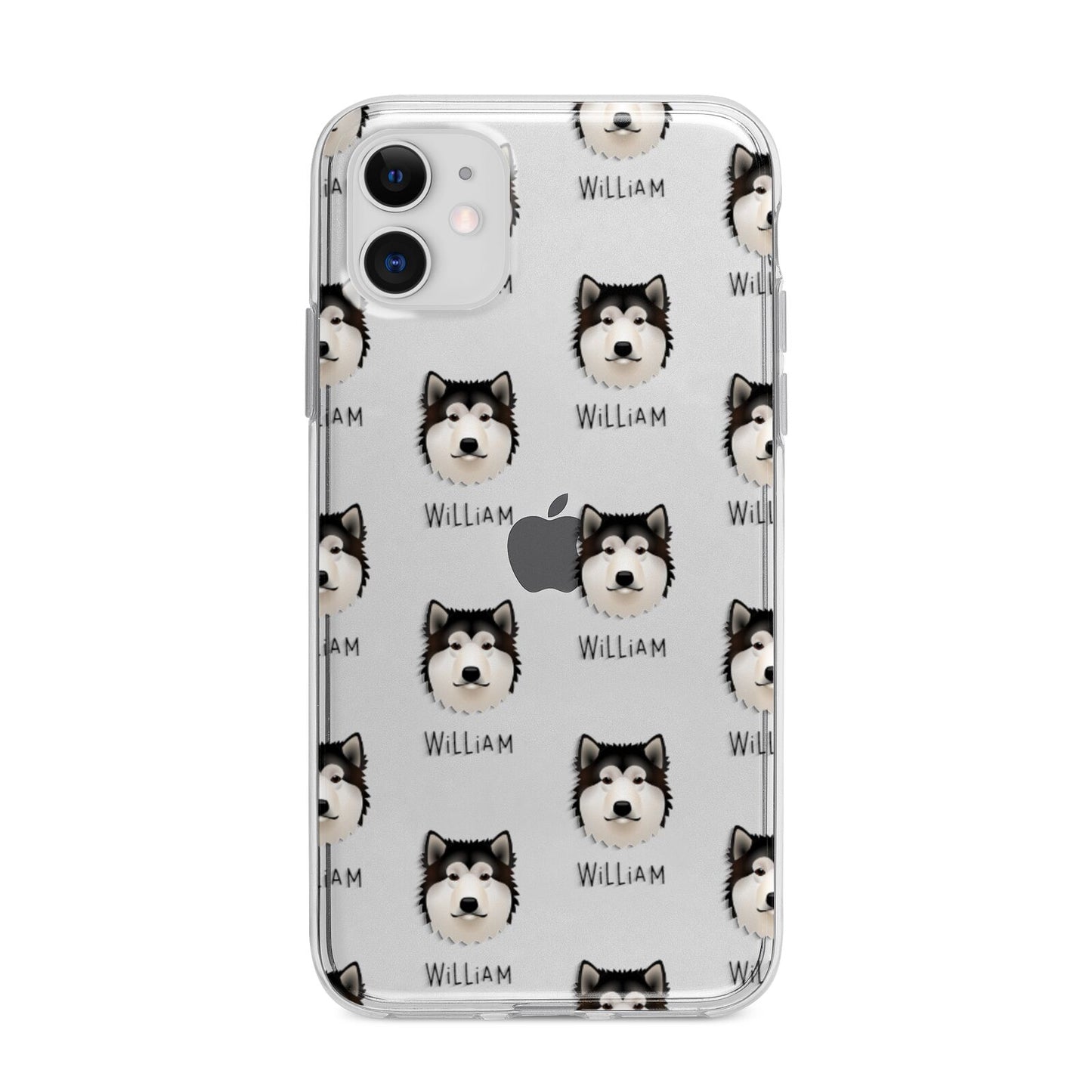 Alaskan Malamute Icon with Name Apple iPhone 11 in White with Bumper Case