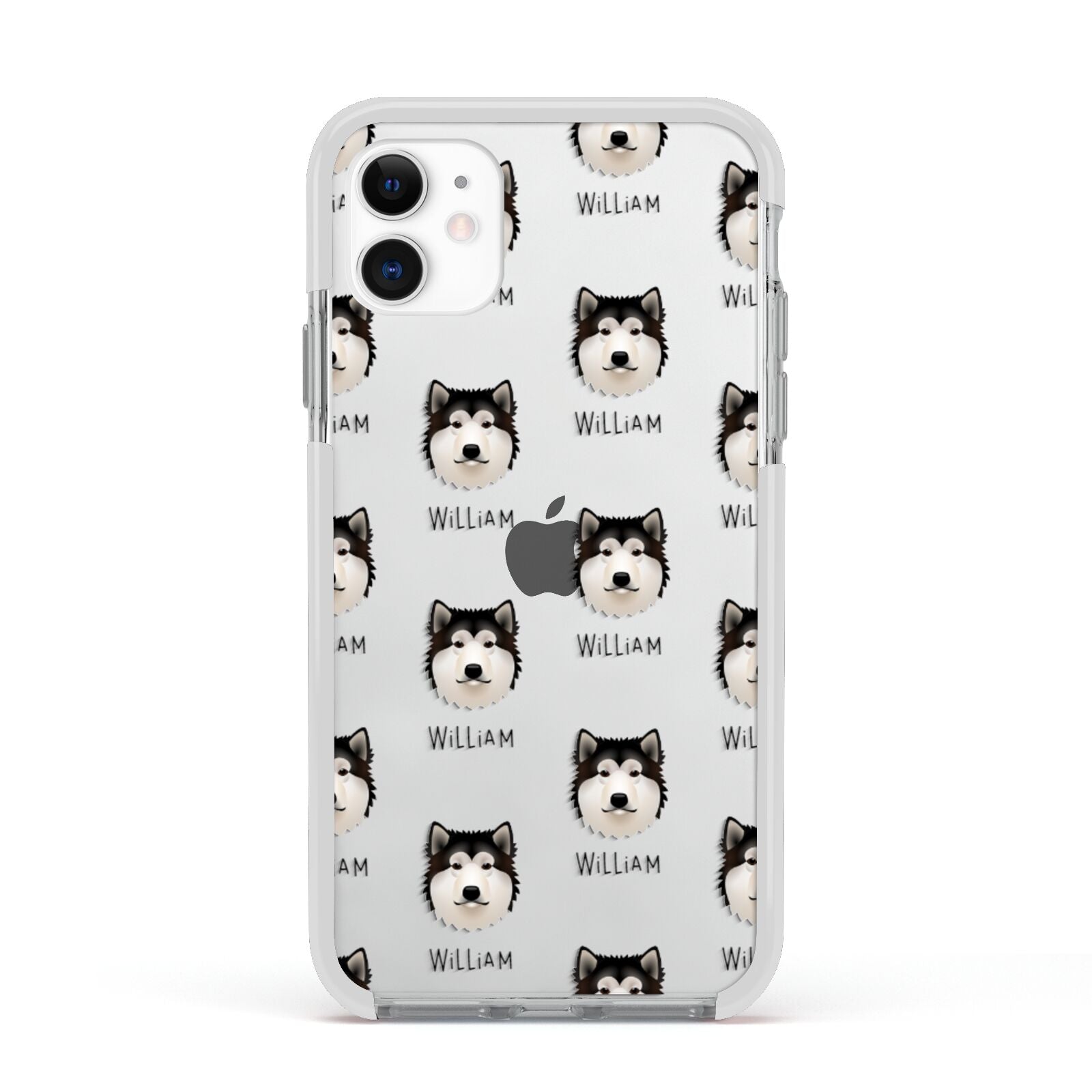 Alaskan Malamute Icon with Name Apple iPhone 11 in White with White Impact Case