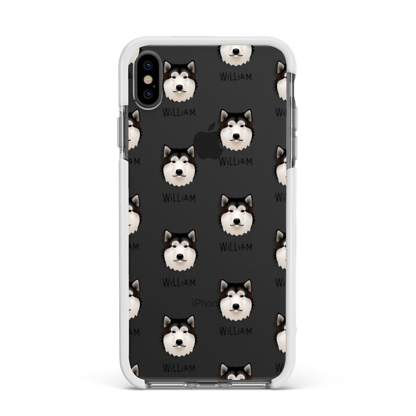 Alaskan Malamute Icon with Name Apple iPhone Xs Max Impact Case White Edge on Black Phone