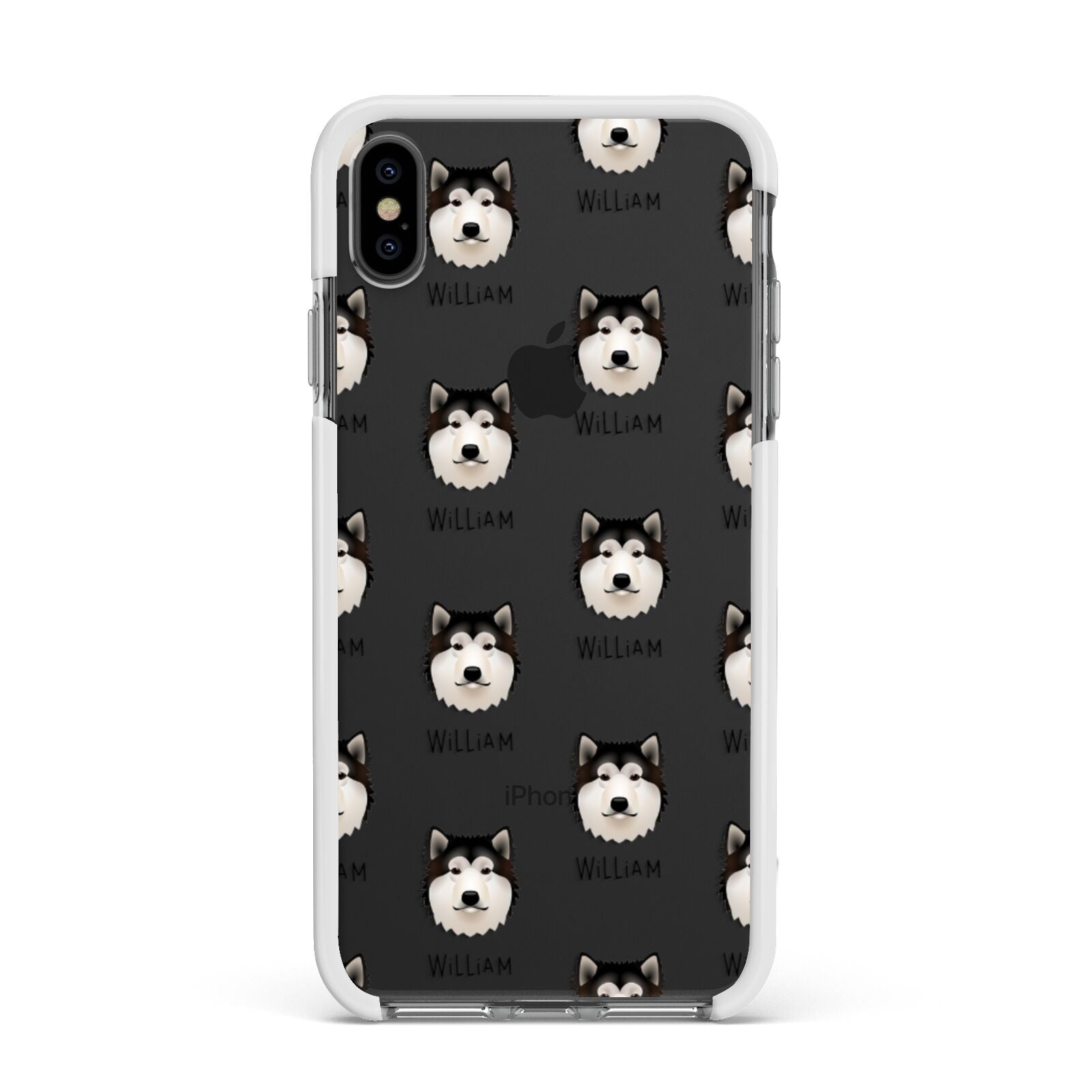 Alaskan Malamute Icon with Name Apple iPhone Xs Max Impact Case White Edge on Black Phone