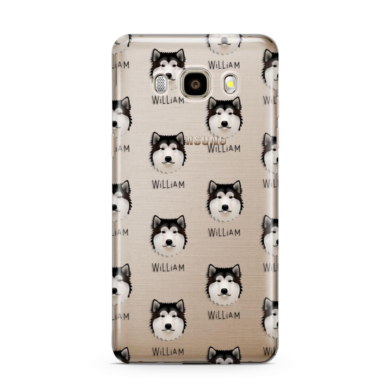 Alaskan Malamute Icon with Name Samsung Galaxy J7 2016 Case on gold phone