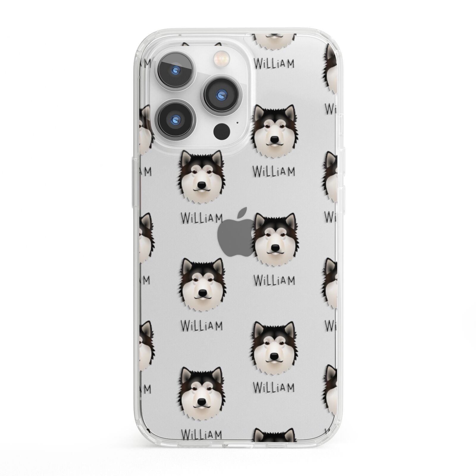 Alaskan Malamute Icon with Name iPhone 13 Pro Clear Bumper Case