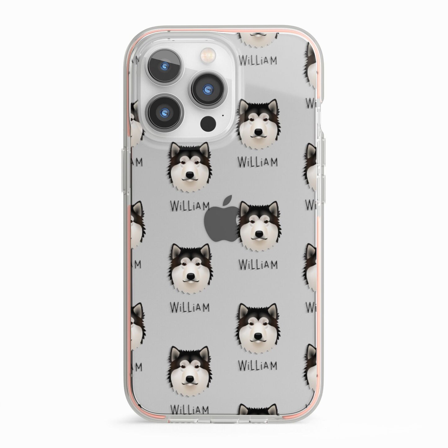 Alaskan Malamute Icon with Name iPhone 13 Pro TPU Impact Case with Pink Edges