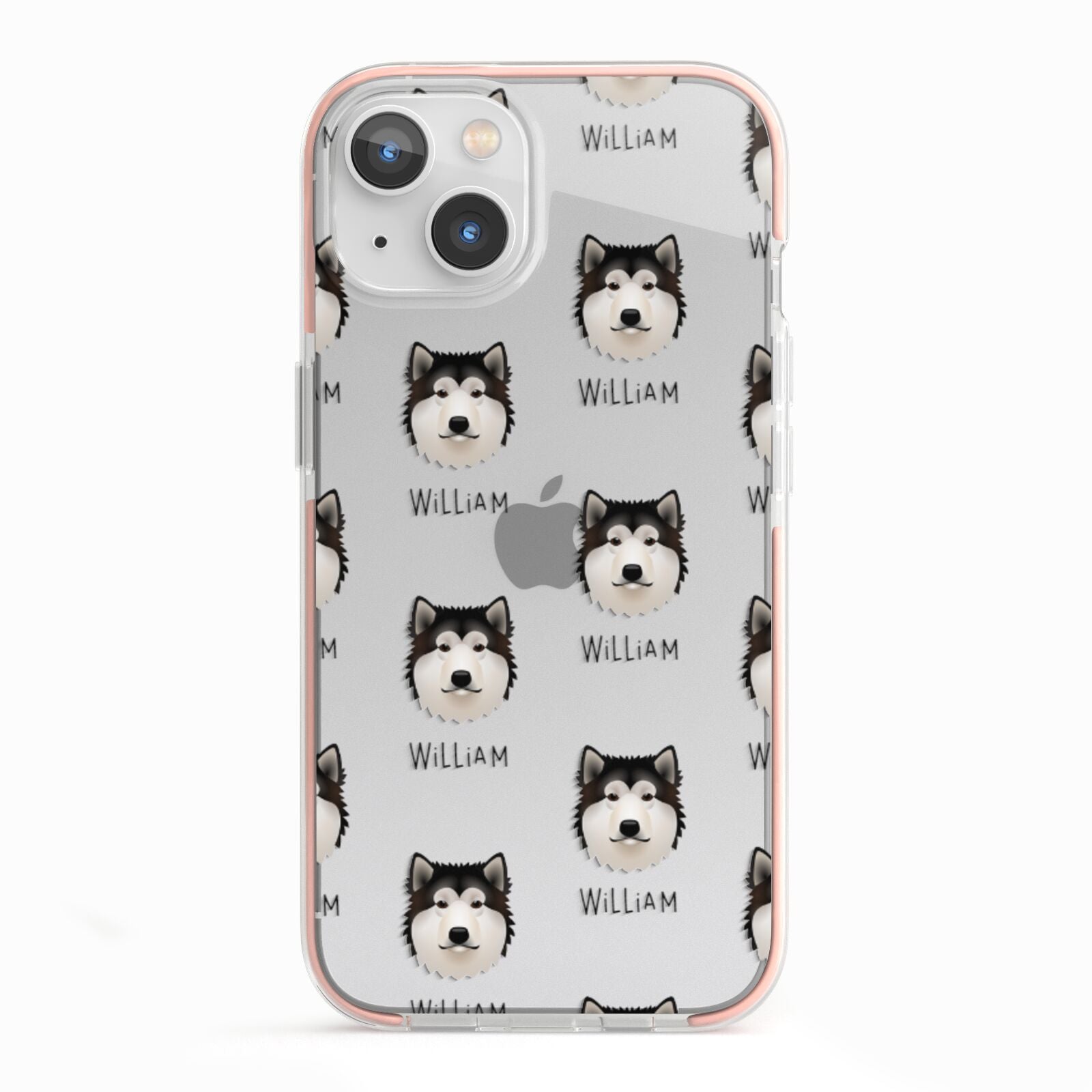 Alaskan Malamute Icon with Name iPhone 13 TPU Impact Case with Pink Edges