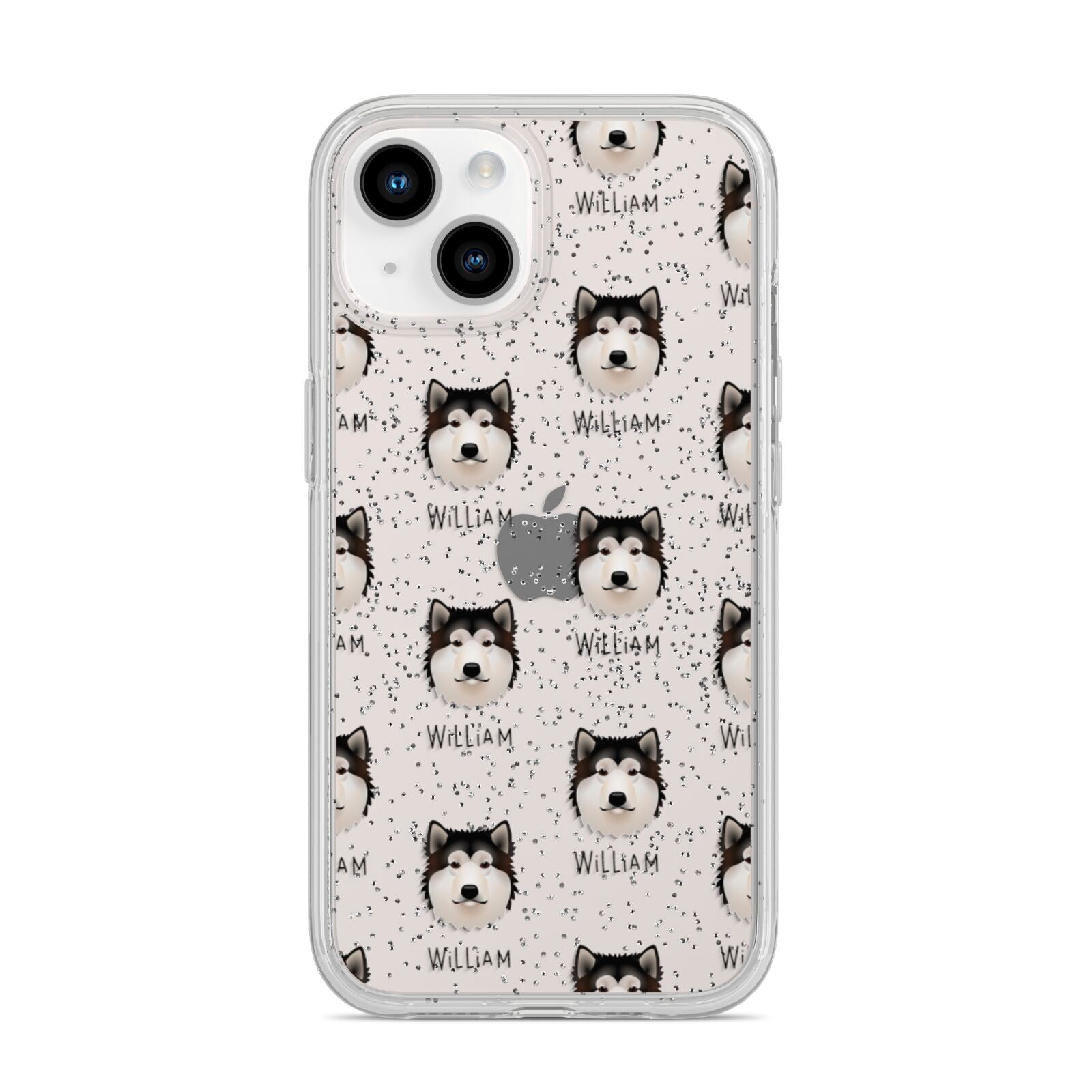 Alaskan Malamute Icon with Name iPhone 14 Glitter Tough Case Starlight