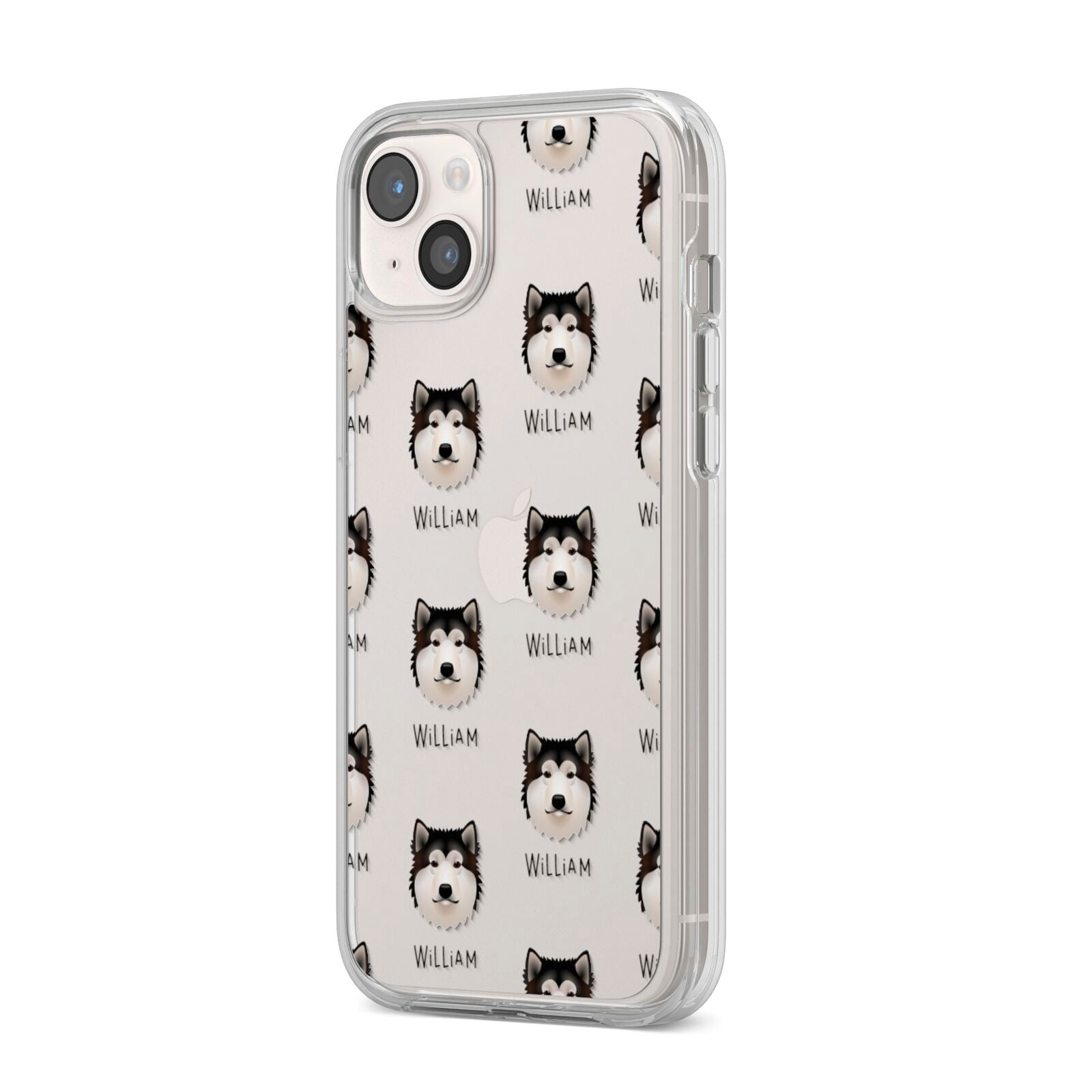 Alaskan Malamute Icon with Name iPhone 14 Plus Clear Tough Case Starlight Angled Image