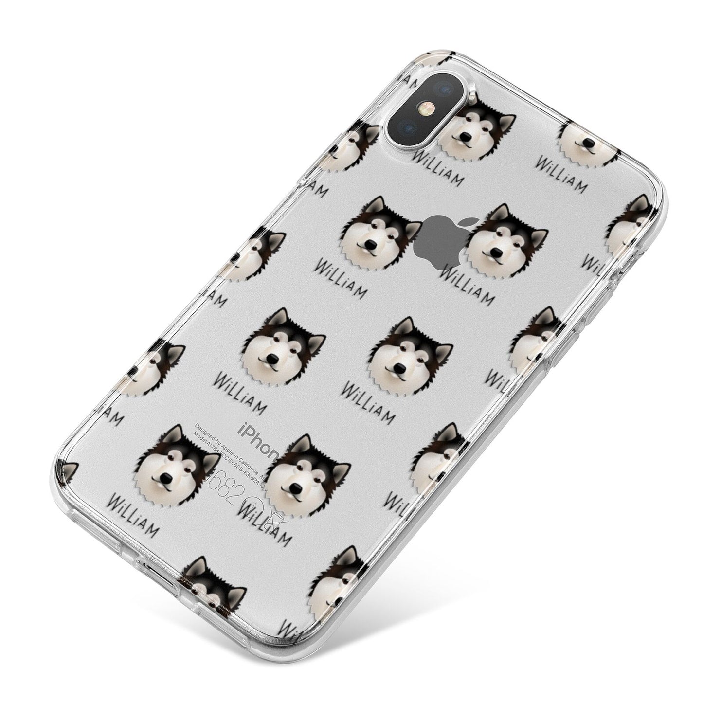 Alaskan Malamute Icon with Name iPhone X Bumper Case on Silver iPhone