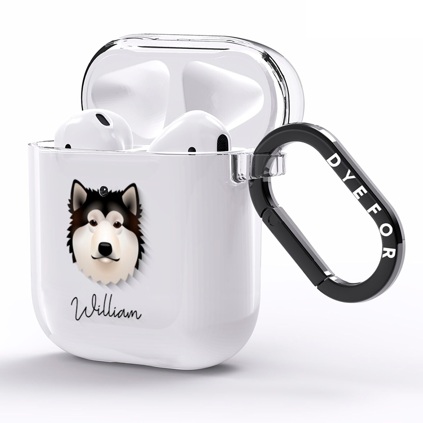 Alaskan Malamute Personalised AirPods Clear Case Side Image