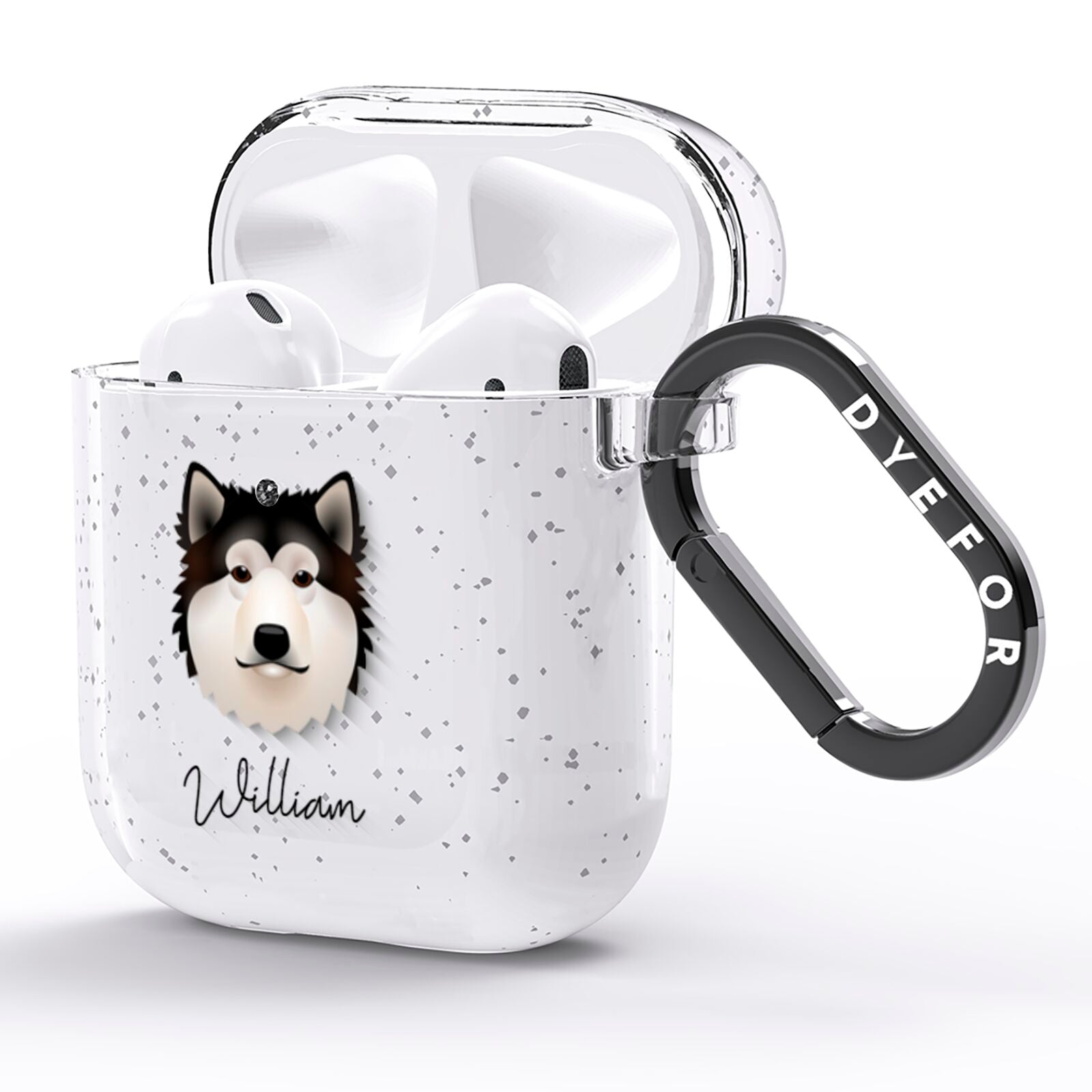 Alaskan Malamute Personalised AirPods Glitter Case Side Image