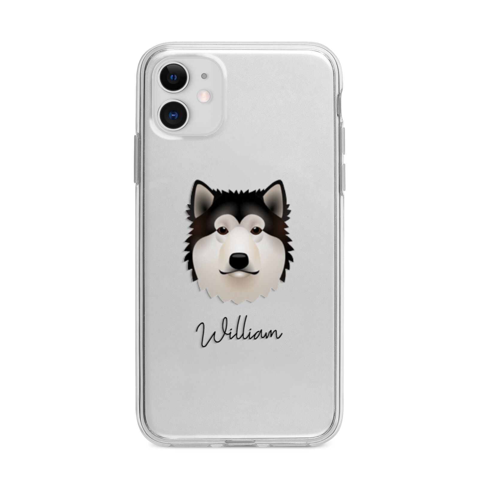 Alaskan Malamute Personalised Apple iPhone 11 in White with Bumper Case