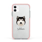 Alaskan Malamute Personalised Apple iPhone 11 in White with Pink Impact Case