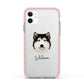 Alaskan Malamute Personalised Apple iPhone 11 in White with Pink Impact Case