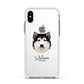 Alaskan Malamute Personalised Apple iPhone Xs Impact Case White Edge on Silver Phone