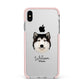 Alaskan Malamute Personalised Apple iPhone Xs Max Impact Case Pink Edge on Silver Phone