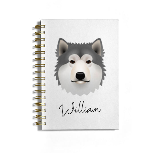 Alaskan Malamute Personalised Notebook with Gold Coil