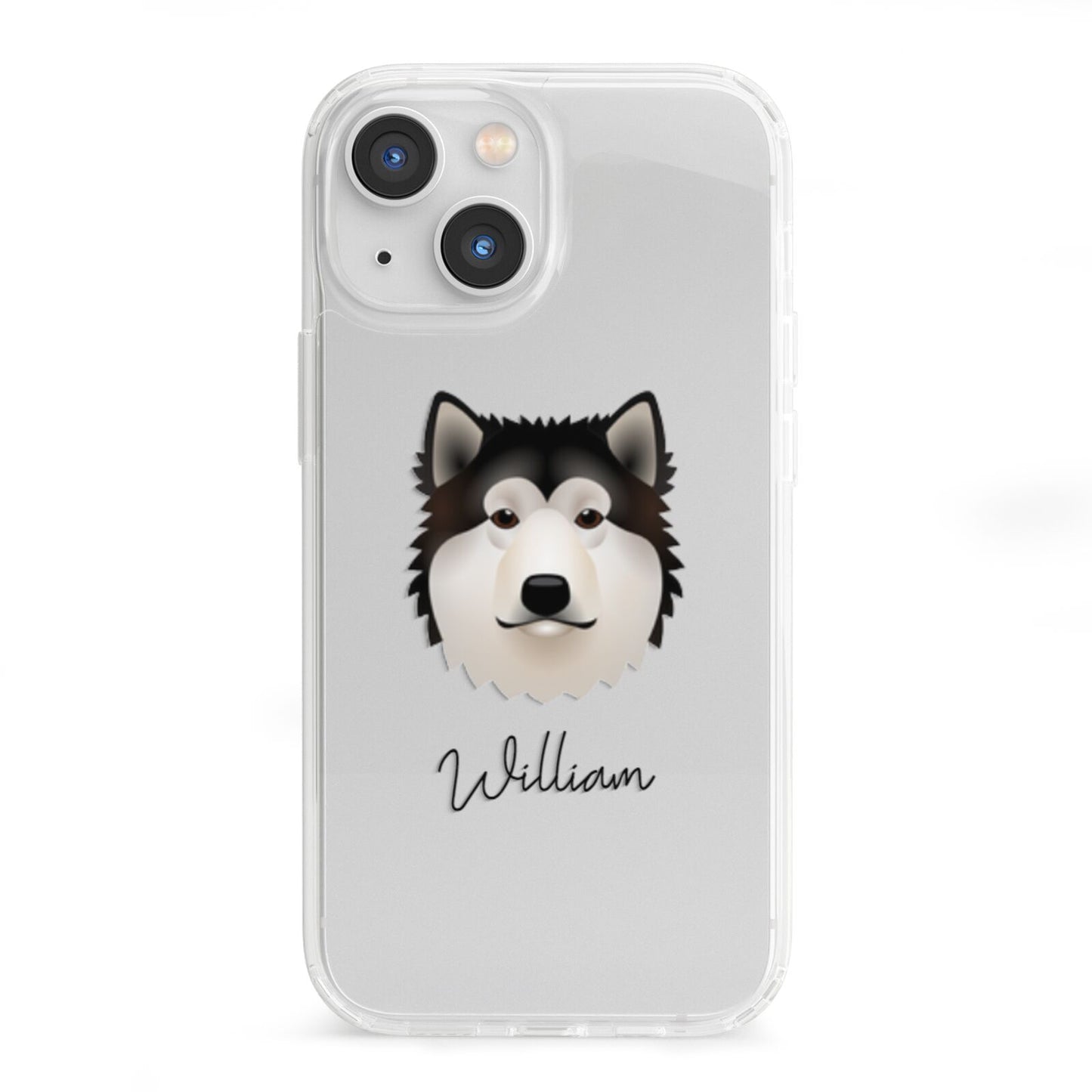 Alaskan Malamute Personalised iPhone 13 Mini Clear Bumper Case