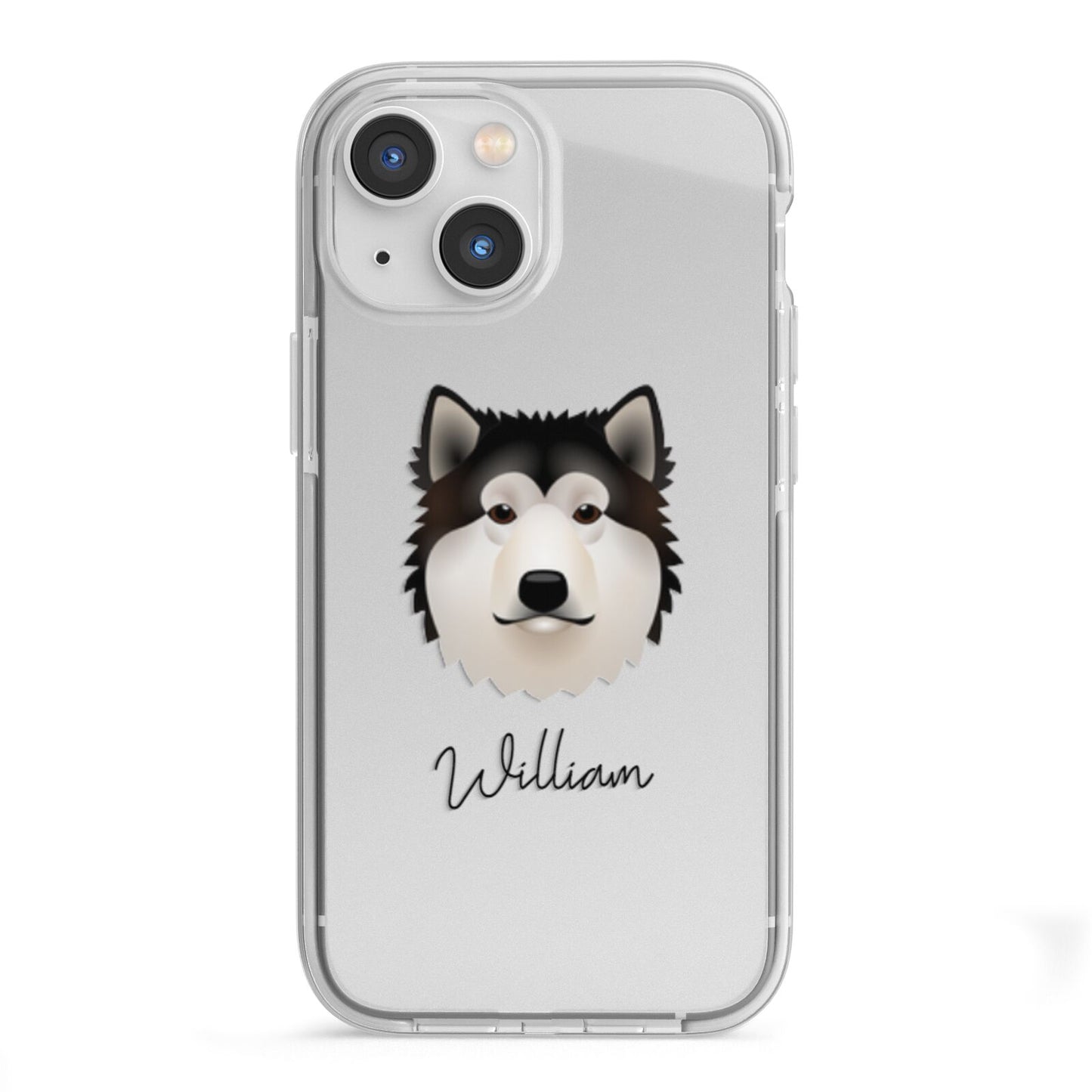 Alaskan Malamute Personalised iPhone 13 Mini TPU Impact Case with White Edges
