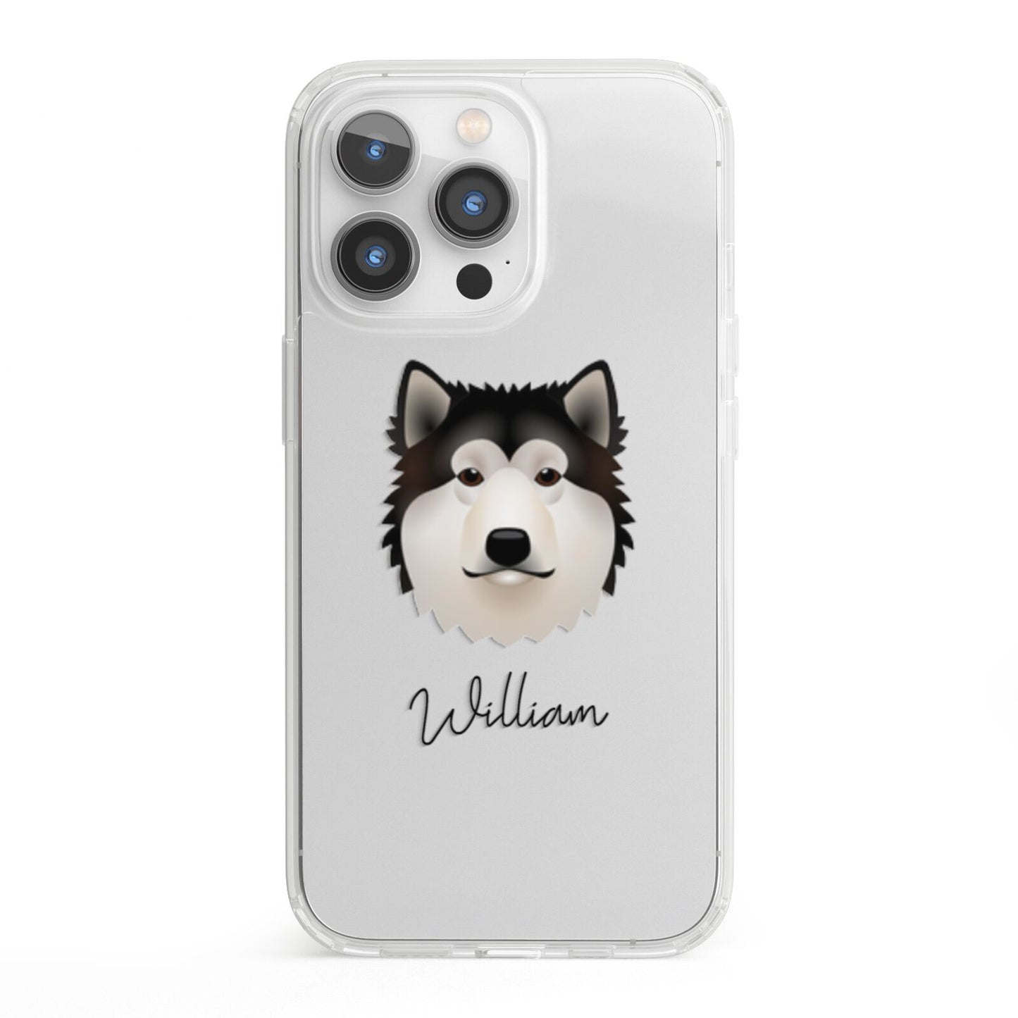 Alaskan Malamute Personalised iPhone 13 Pro Clear Bumper Case