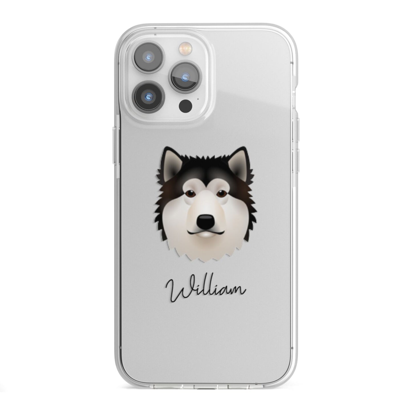Alaskan Malamute Personalised iPhone 13 Pro Max TPU Impact Case with White Edges