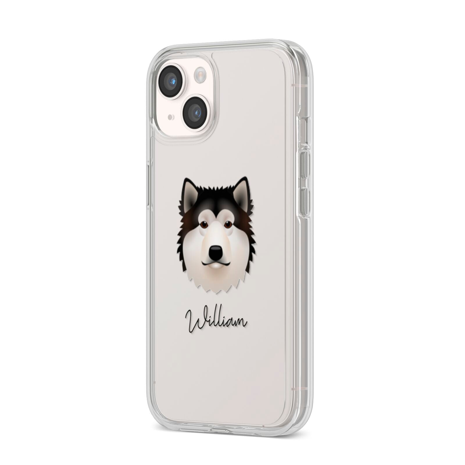Alaskan Malamute Personalised iPhone 14 Clear Tough Case Starlight Angled Image