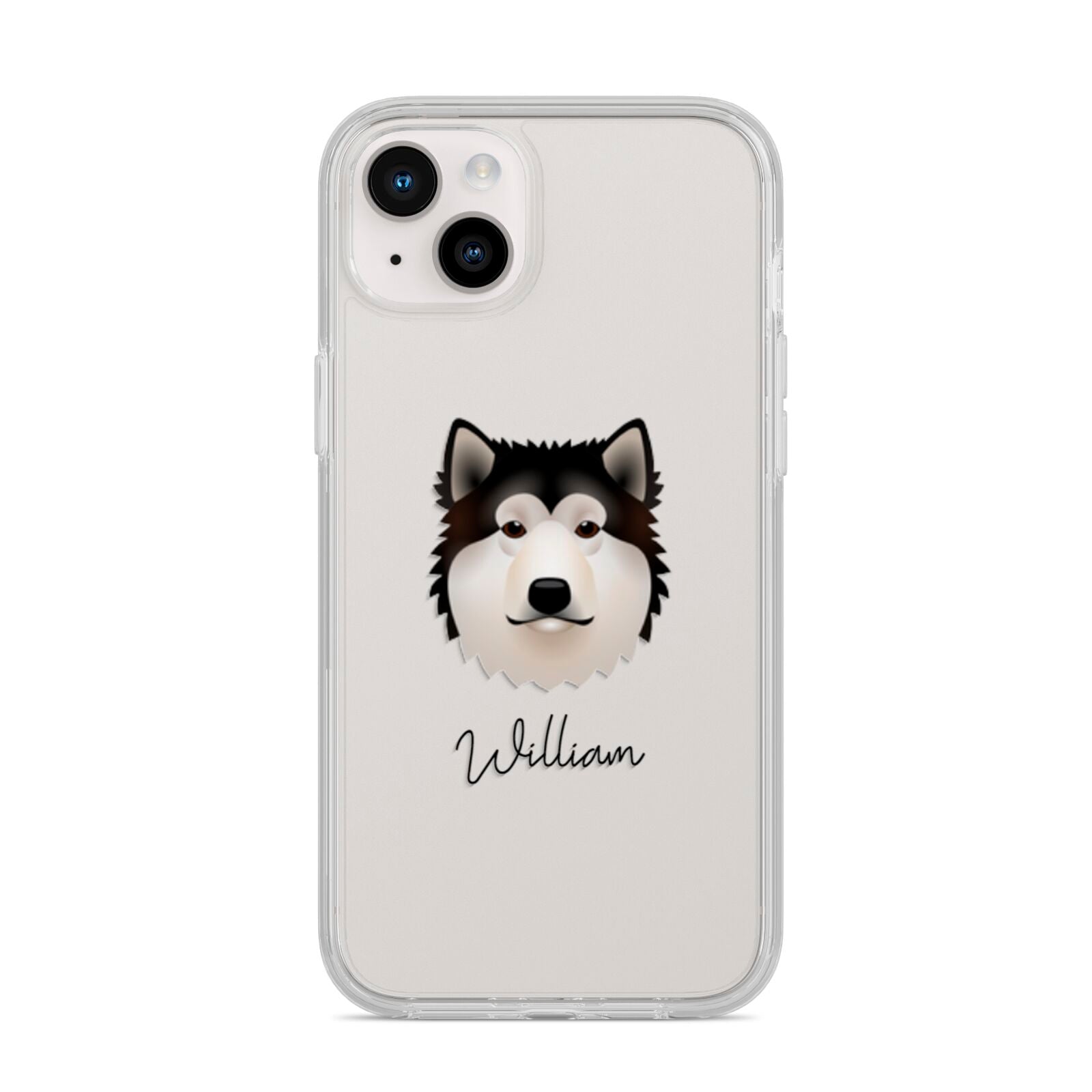 Alaskan Malamute Personalised iPhone 14 Plus Clear Tough Case Starlight