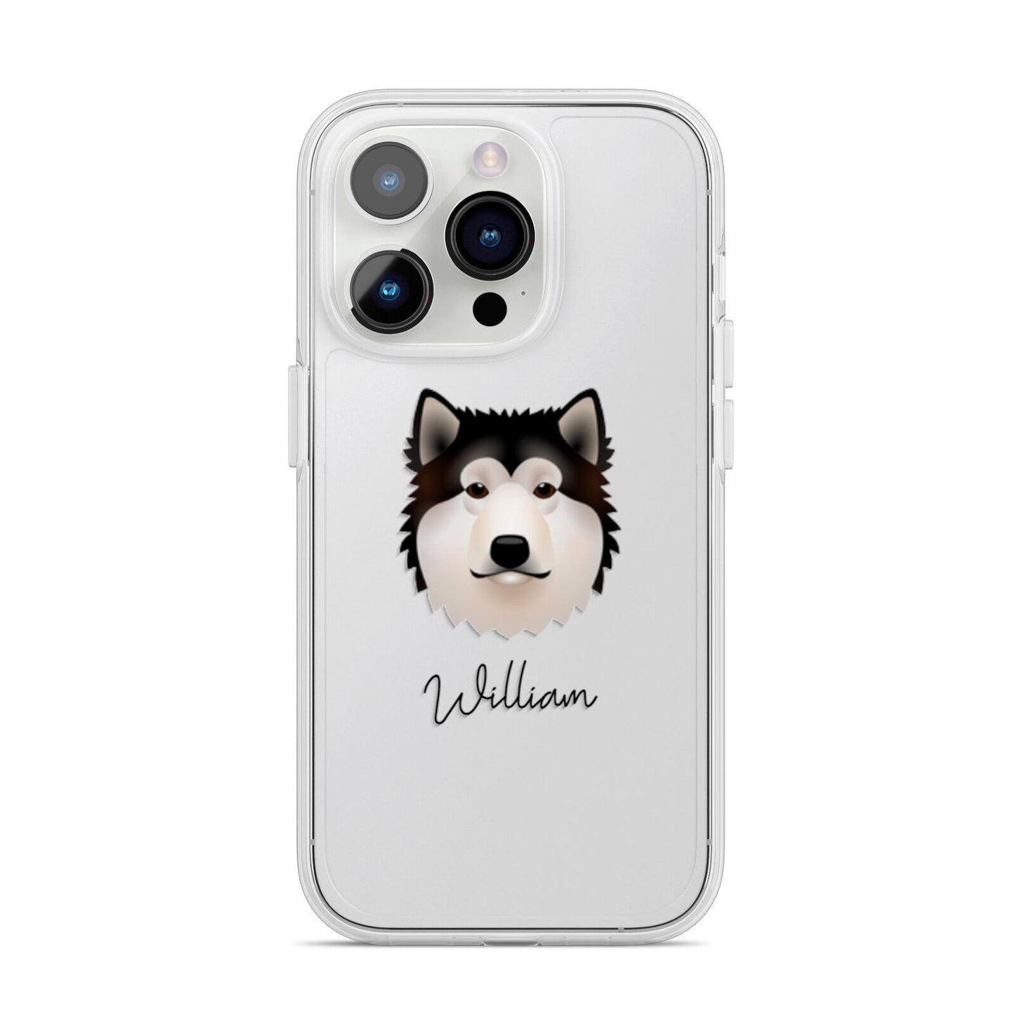 Alaskan Malamute Personalised iPhone 14 Pro Clear Tough Case Silver