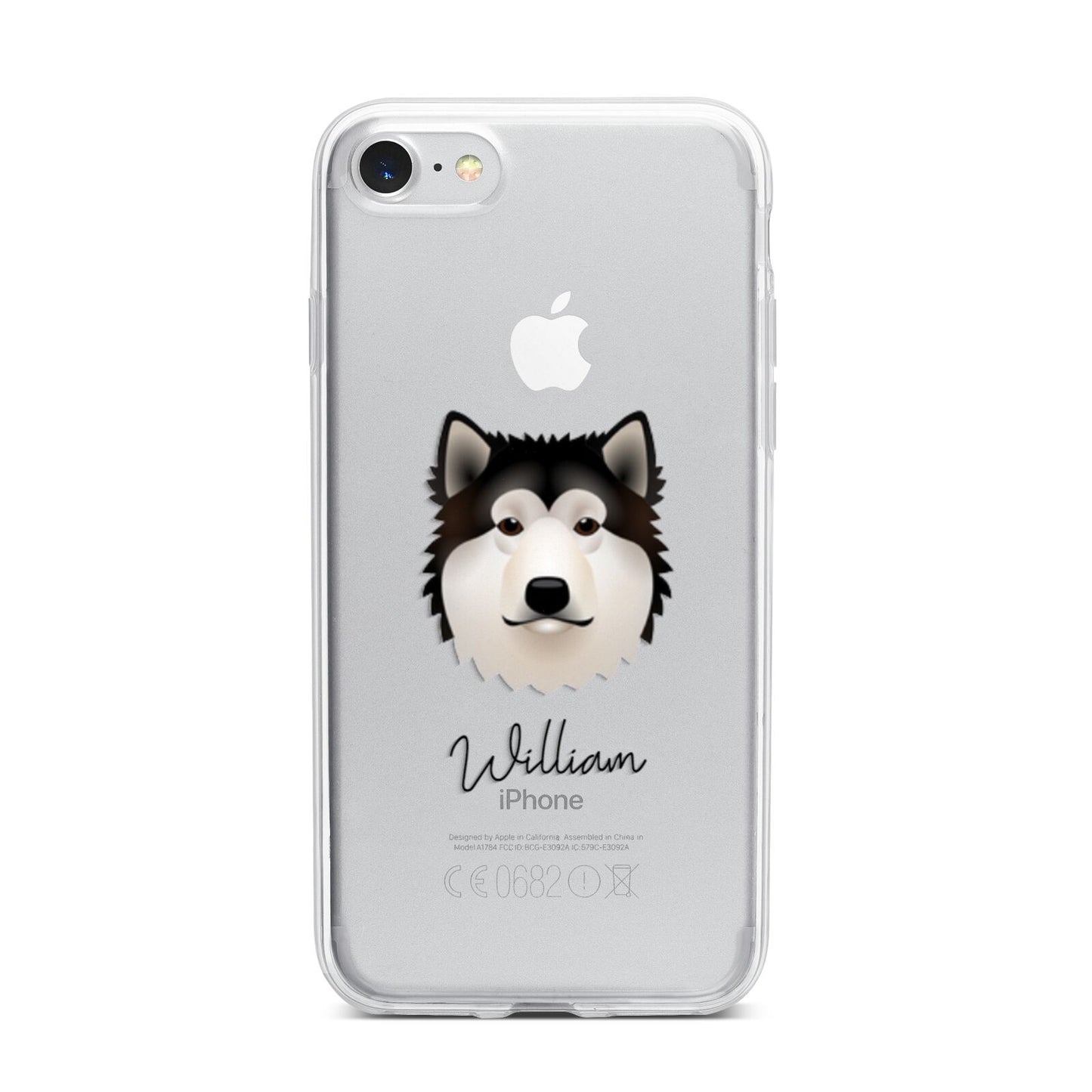 Alaskan Malamute Personalised iPhone 7 Bumper Case on Silver iPhone